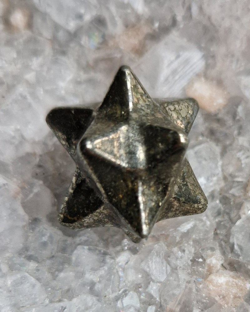 Gorgeous Pyrite Mini Merkaba Star Carving