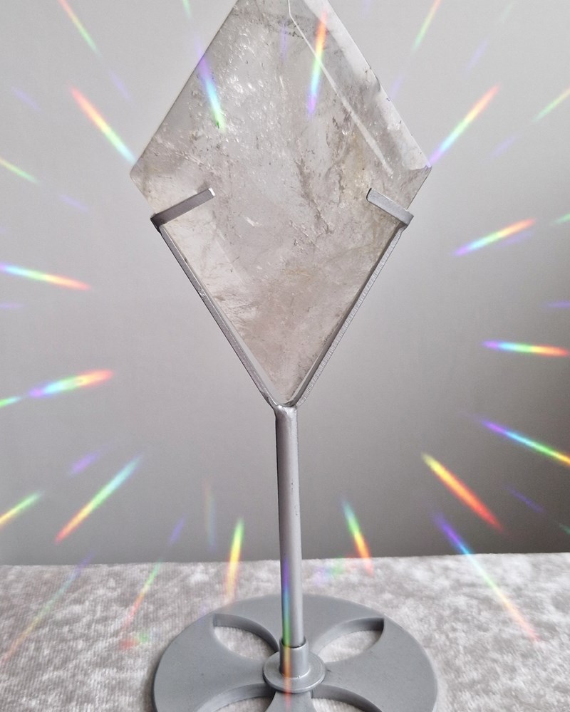 A Stunning Clear Quartz Diamond on stand Crystal Display Piece