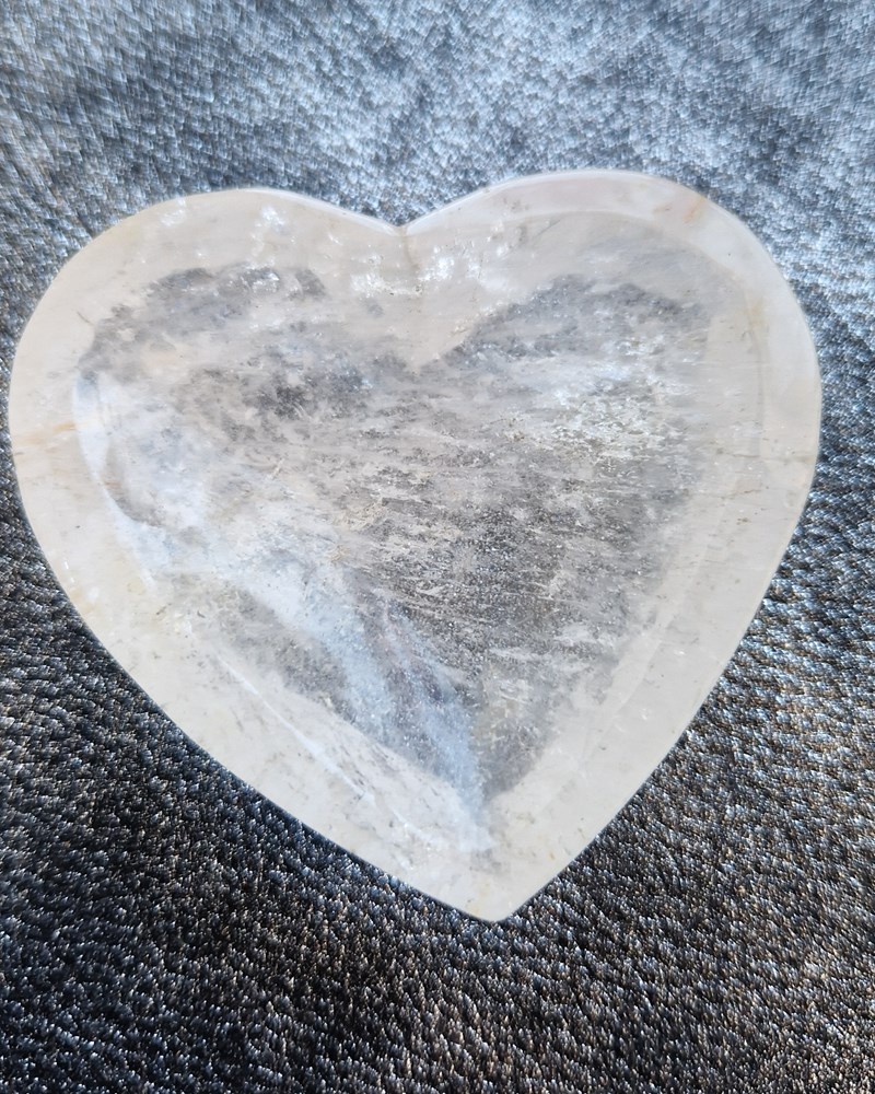 Beautiful Clear Quartz Heart Crystal Dish / Bowl