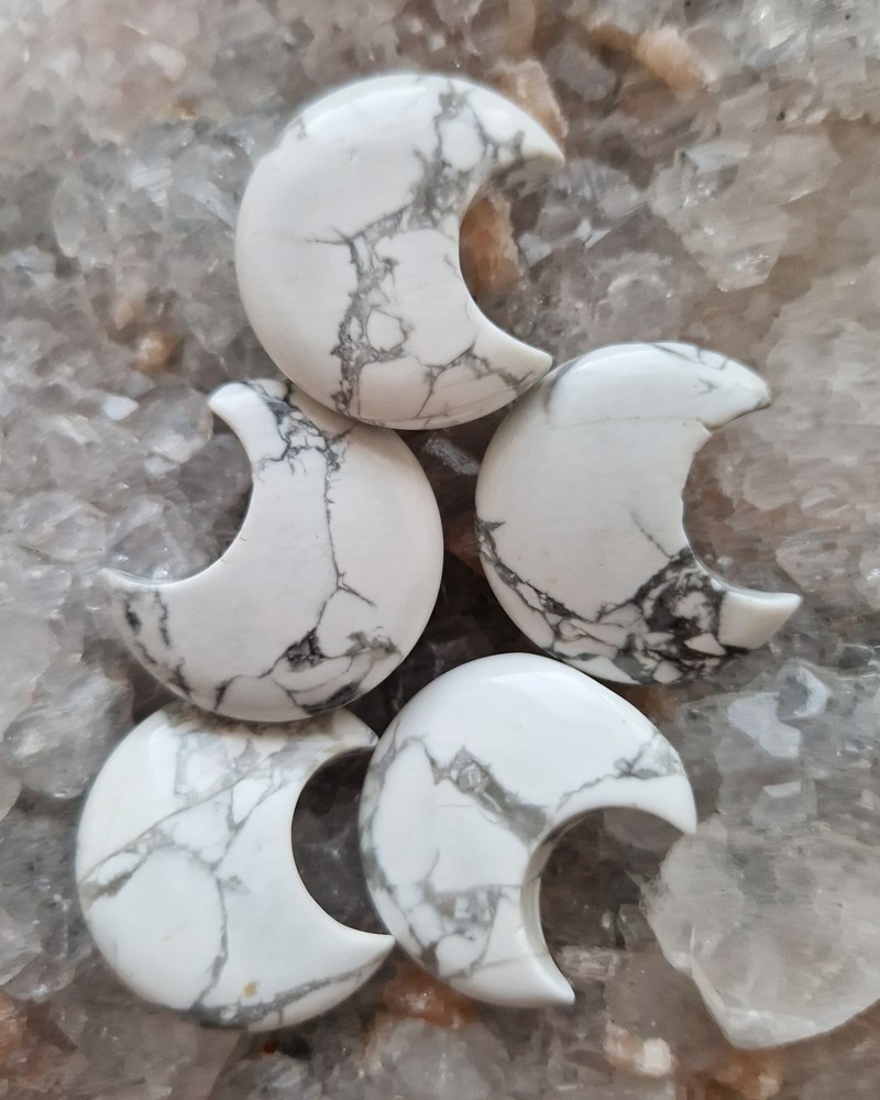 Howlite Crescent Moon Carvings