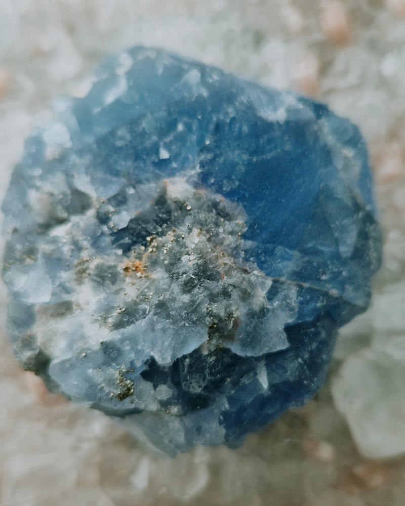 Stunning Rare Blue Fluorite & Pyrite Raw Specimen Crystal