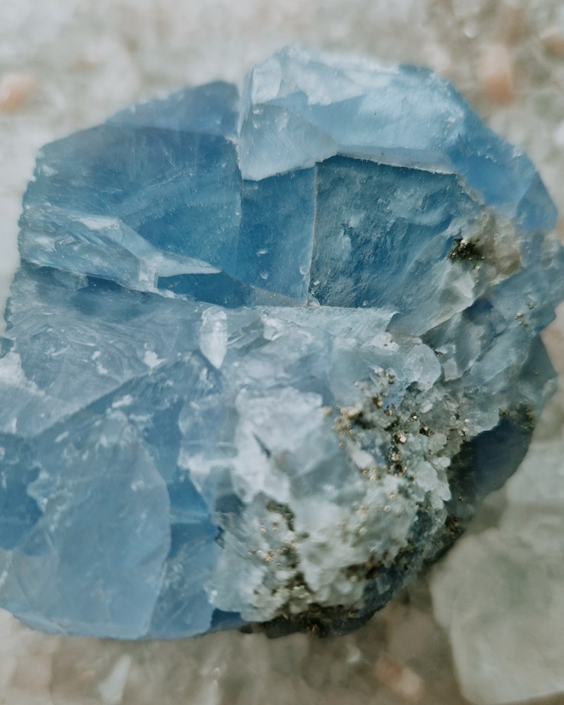 Stunning Rare Blue Fluorite & Pyrite Raw Specimen Crystal